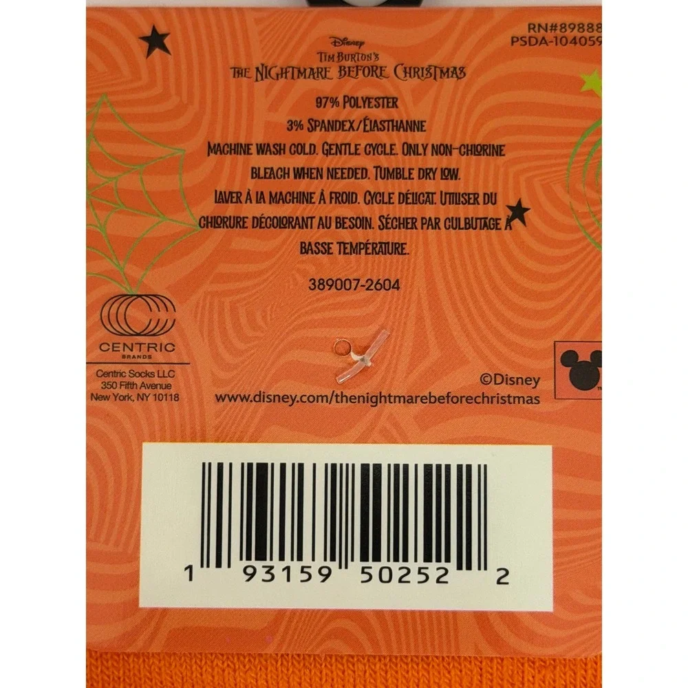 Disney Nightmare Before Christmas Jack Skellington Happy Haunting Orange Socks
